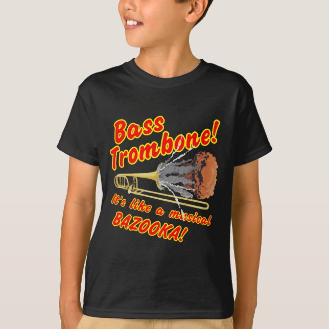 T-shirt Bazooka bas de musical de trombone (Devant)