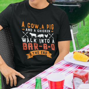 T-shirt BBQ amusant Une vache Un porc et un poulet Grillan