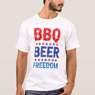 T-shirt BBQ Beer Freedom Drôle 4 juillet Boisson Patrioti