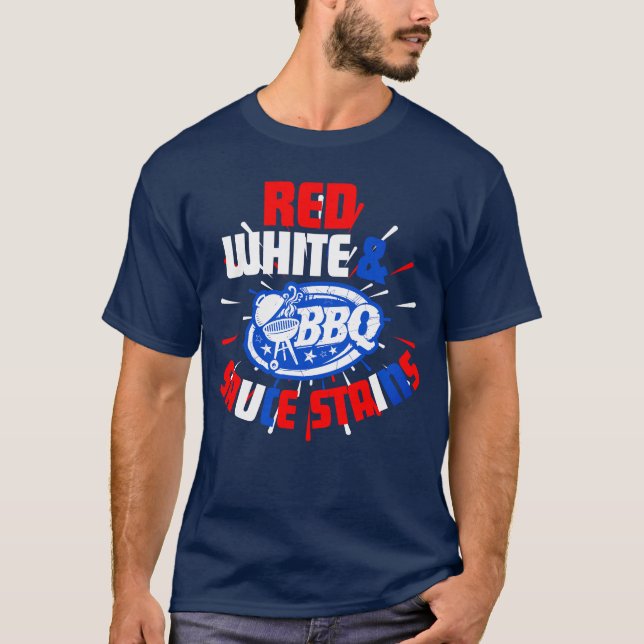T-shirt BBQ Bliss: Where Red, White, and Sauce Stains Meet (Devant)
