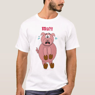 T-shirt BBQ effrayé de porc de bande dessinée ? ! Chemise