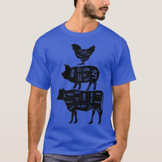 T-shirt BBQ et viande grillée de porc et de boeuf cool C