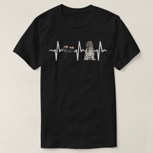 T-shirt BBQ Grill Barbecue Pyrénéen Berger Heartbeat Chien (Design devant)
