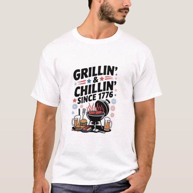 T-shirt BBQ "Grillin' & Chillin' depuis 1776" (Devant)