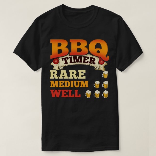 T-shirt BBQ Timer Barbecue Bière Boire Grillation (Design devant)
