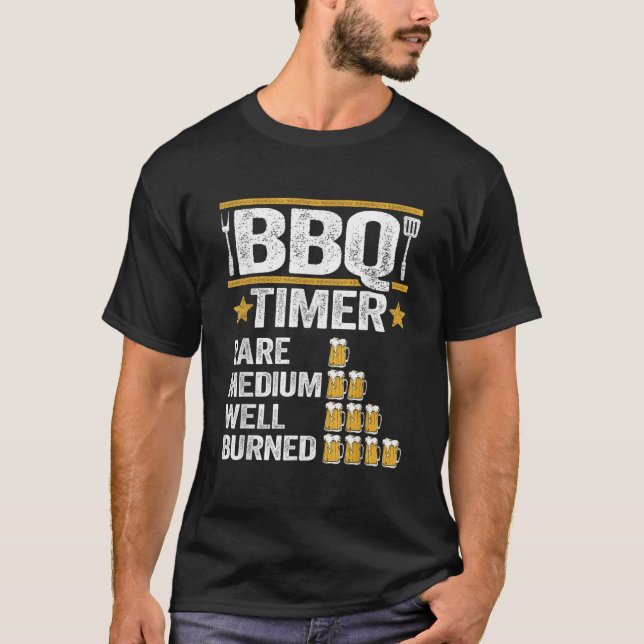 T-shirt BBQ Timer Griller Barbecue Fumer Viande Drôle Coch (Devant)