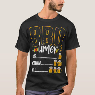 T-shirt BBQ Timer Rare Moyen Bien Bière Boire Funny Bar