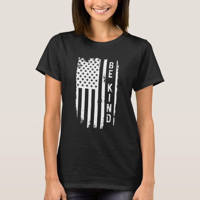 T-shirt Be Kind American Flag Anti Bullying Unity Day Oran (Devant)