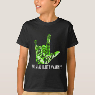 T-shirt Be Kind Asl Love Signer Langue Main Santé mentale