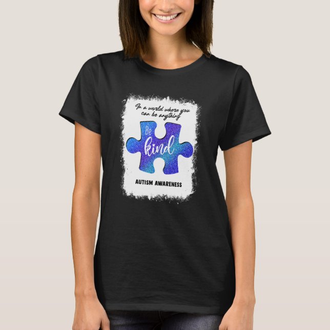 T-shirt Be Kind Blue Puzzle Piece Sensibilisation sur l'au (Devant)
