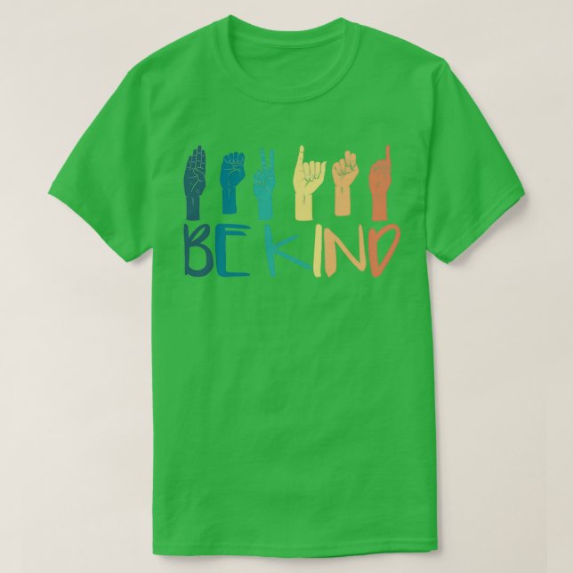 T-shirt Be Kind Hand Sign Language Enseignants Retro Inter (Design devant)