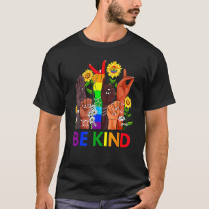 T-shirt Be Kind Rainbow Sign Language LGBT Pride Equality