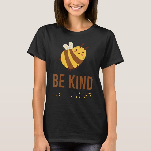 T-shirt Be Kind Sign Braille Language Bee Graphic Yellow (Devant)
