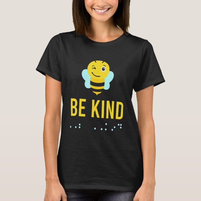 T-shirt Be Kind Sign Braille Language Bee Smile Graphic Ye (Devant)