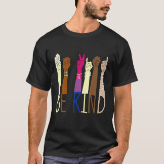 T-shirt Be Kind Sign Language Hand Talking LGBT Bisexual P