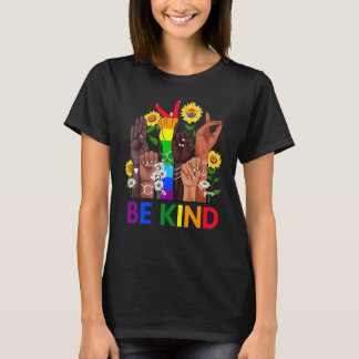 T-shirt Be Kind Sign Language Hand Talking LGBTQ+ Gay Les 