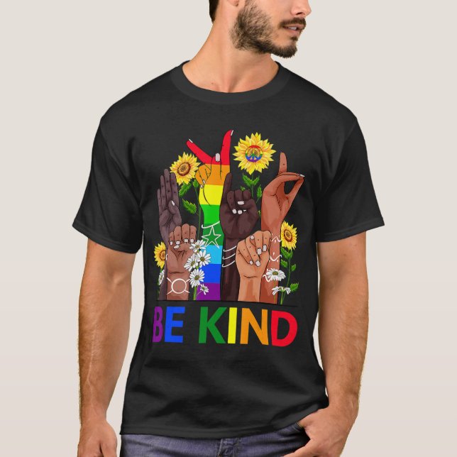 T-shirt Be Kind Sign Language Hand Talking LGBTQ Gay Les P (Devant)