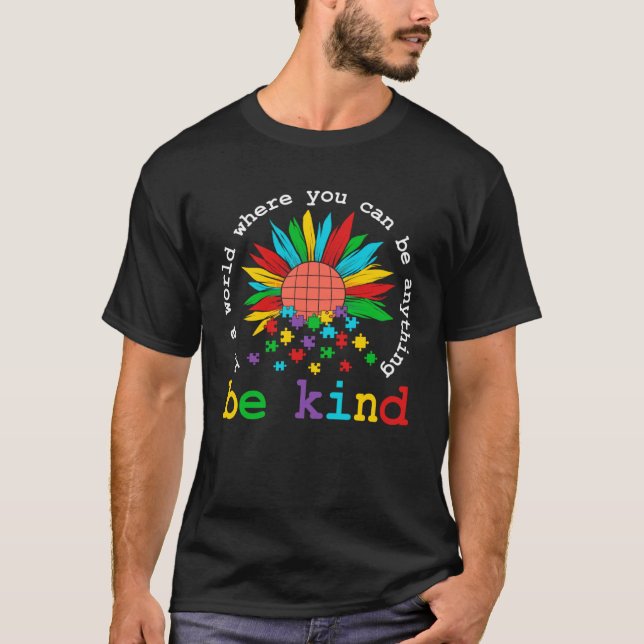 T-shirt Be Kind Sunflower Autism Awareness Disorder 2023 M (Devant)
