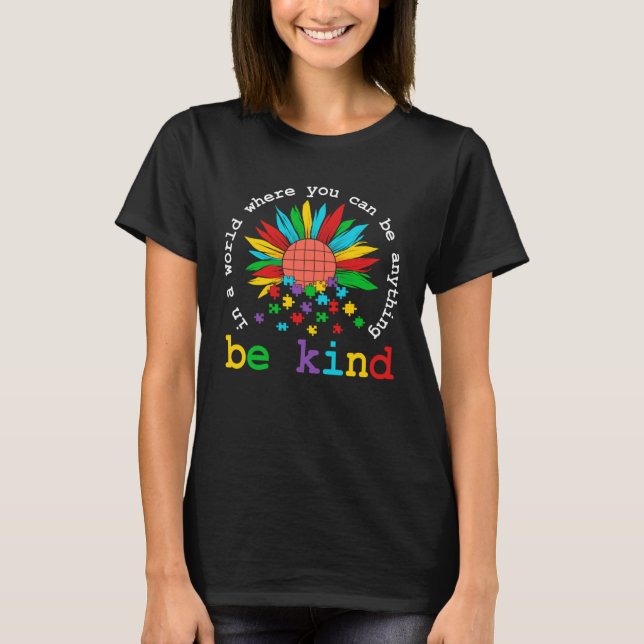 T-shirt Be Kind Sunflower Autism Awareness Disorder 2023 M (Devant)