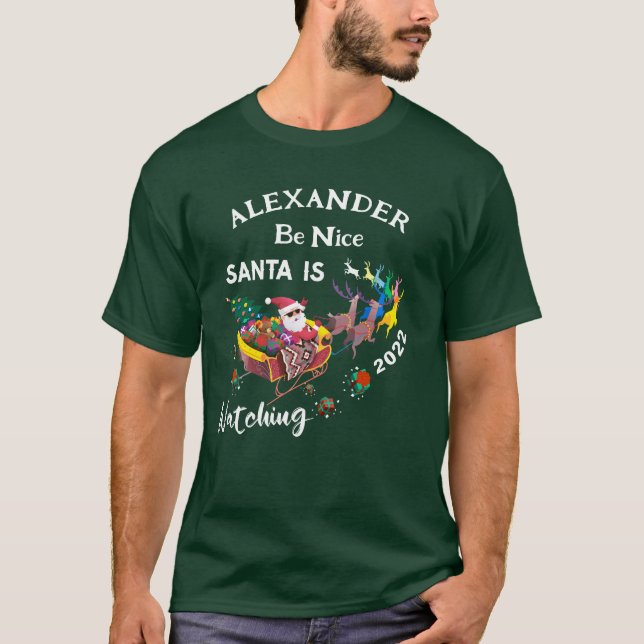 T-shirt Be Nice Santa Claus Regarde Personnaliser (Devant)