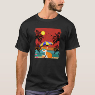 T-shirt Beach Cocout Tree Retro Graphic Fox été