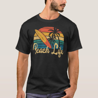 T-shirt Beach Life Graphisme Surf Lover Retro Sunset