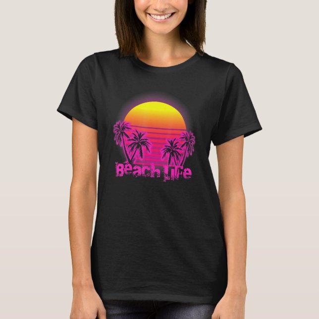 T-shirt Beach Life Islands Electro Retro Sunset Love Cali (Devant)