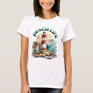 T-shirt Beach Life   Plage tropicale et phare