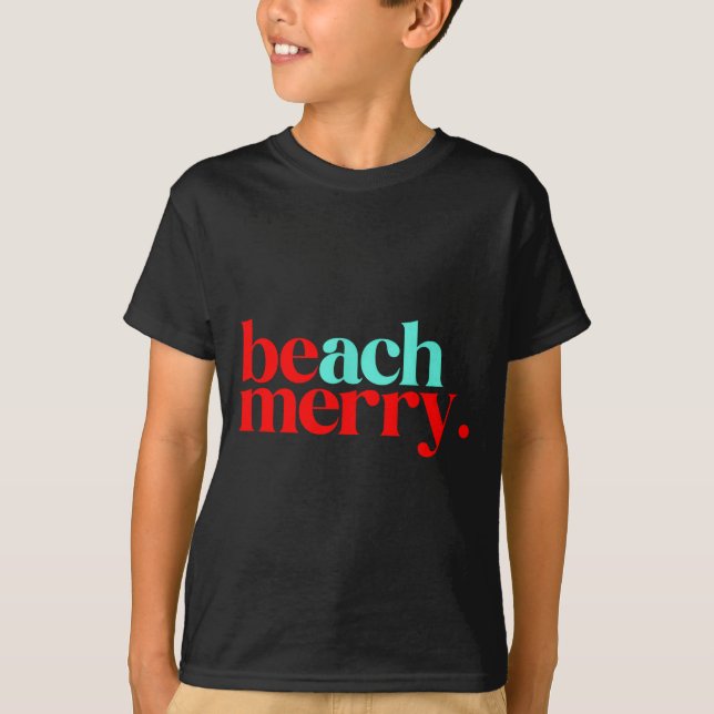 T-shirt Beach Merry Christmas Funny  (Devant)