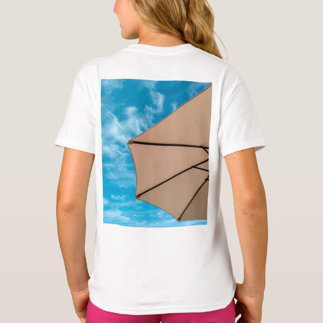 T-shirt Beach party blues soleil océan parapluie pop coule (Dos)