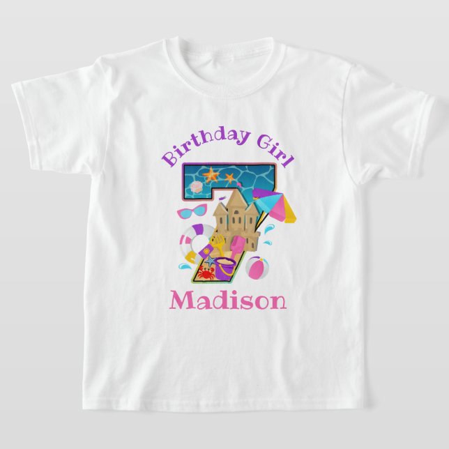 T-shirt beach party Septième anniversaire chemise natation (Poser)
