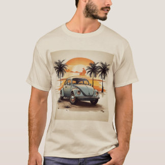 T-shirt "Beachside Beetle Tee - Coastal Vintage Car Lover'