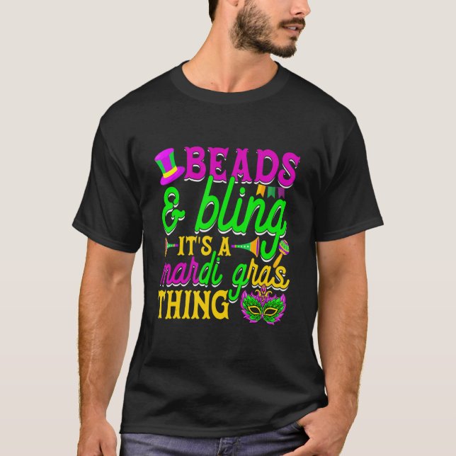 T-shirt Beads And Bling It's A Mardi Gras Thing Carnival M (Devant)