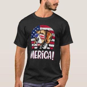 T-shirt Beagle 4 juillet Drapeau Américain Chien Hommes Fe