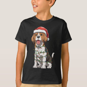 T-shirt Beagle Avec Santa Hat Noël Thème Beagle Amour
