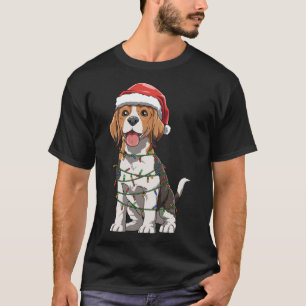 T-shirt Beagle Avec Santa Hat Noël Thème Beagle Amour