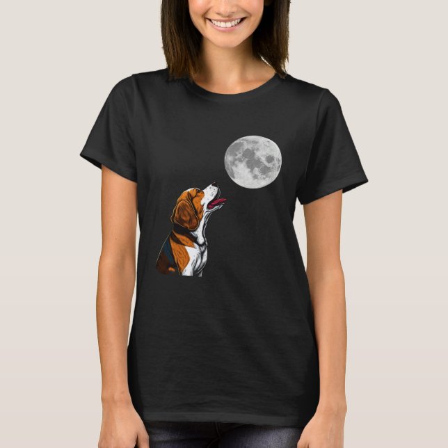 T-shirt Beagle  Beagle Howling At The Moon  Beagle (Devant)