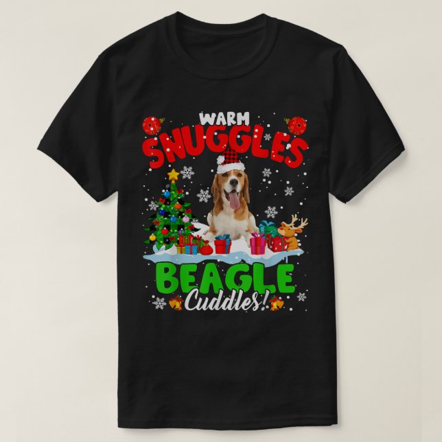 T-shirt Beagle  Bouddles Xmas Arbre Plaid Père Noël (Design devant)