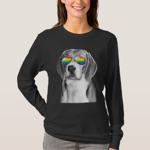 T-shirt Beagle Chien Gay pride Drapeau Lunettes de soleil 