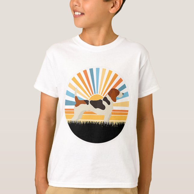 T-shirt beagle - chien maman chien papa coucher de soleil  (Devant)