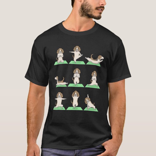 T-shirt Beagle Chien Yoga Pose Zen Cute Exercice d'entraîn (Devant)