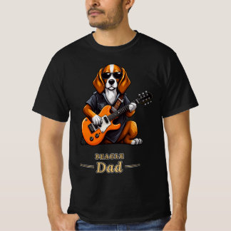 T-shirt Beagle Dad Rock Star Guitar Dog Gift