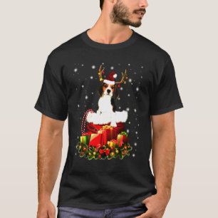 T-shirt Beagle Dans Le Costume De Boîte À Sacs Père Noël