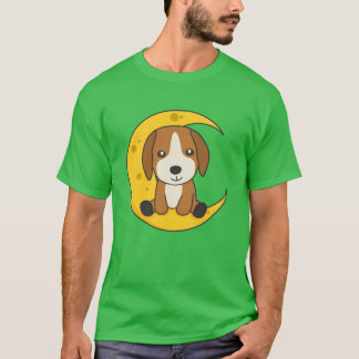 T-shirt Beagle de lune Animaux mignons pour amis la nuit