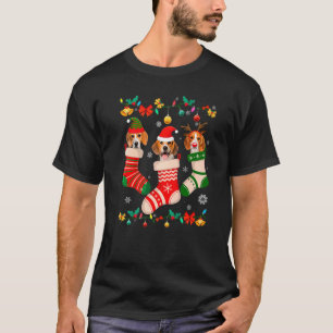 T-shirt Beagle de Noël Sock Xmas Reindeer Père Noël ELF Ch