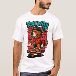 T-shirt Beagle de style urbain planche à roulettes graffit