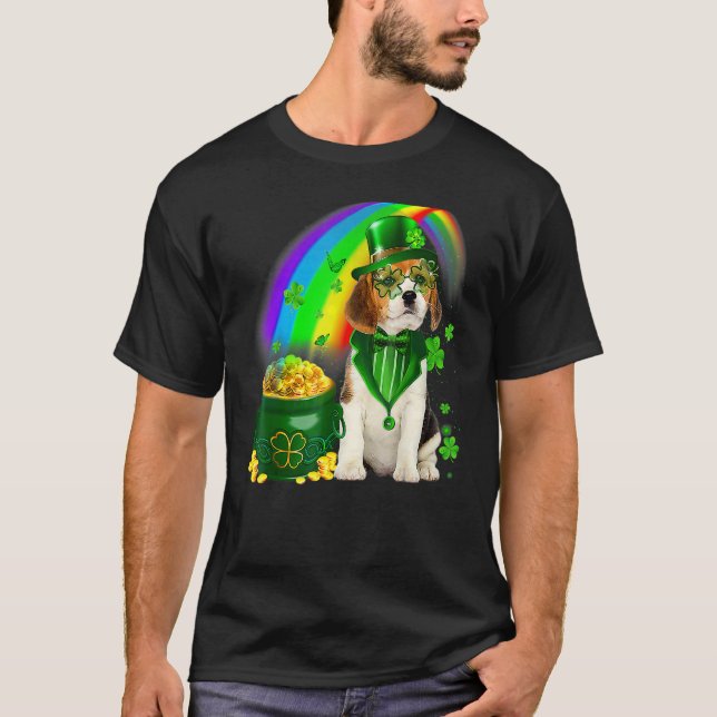 T-shirt Beagle Dog Irish Leprechaun Saint St Patrick Day (Devant)