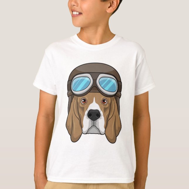 T-shirt Beagle en tant que pilote avec casquette pilote (Devant)