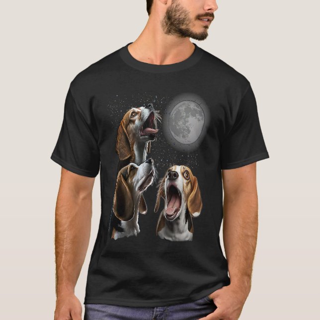 T-shirt Beagle Howling At Moon for Mom & Dad (Devant)