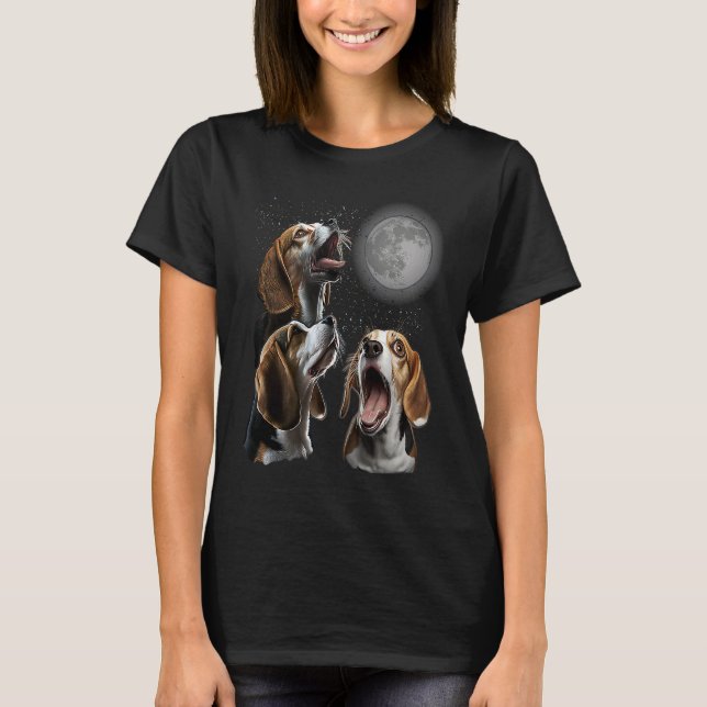 T-shirt Beagle Howling At Moon for Mom & Dad (Devant)